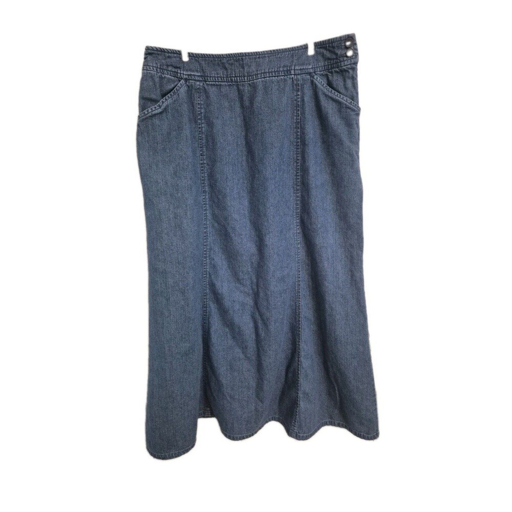 Pendleton Originals Women’s Blue Denim Cotton Midi A-Line Skirt 12 Pockets